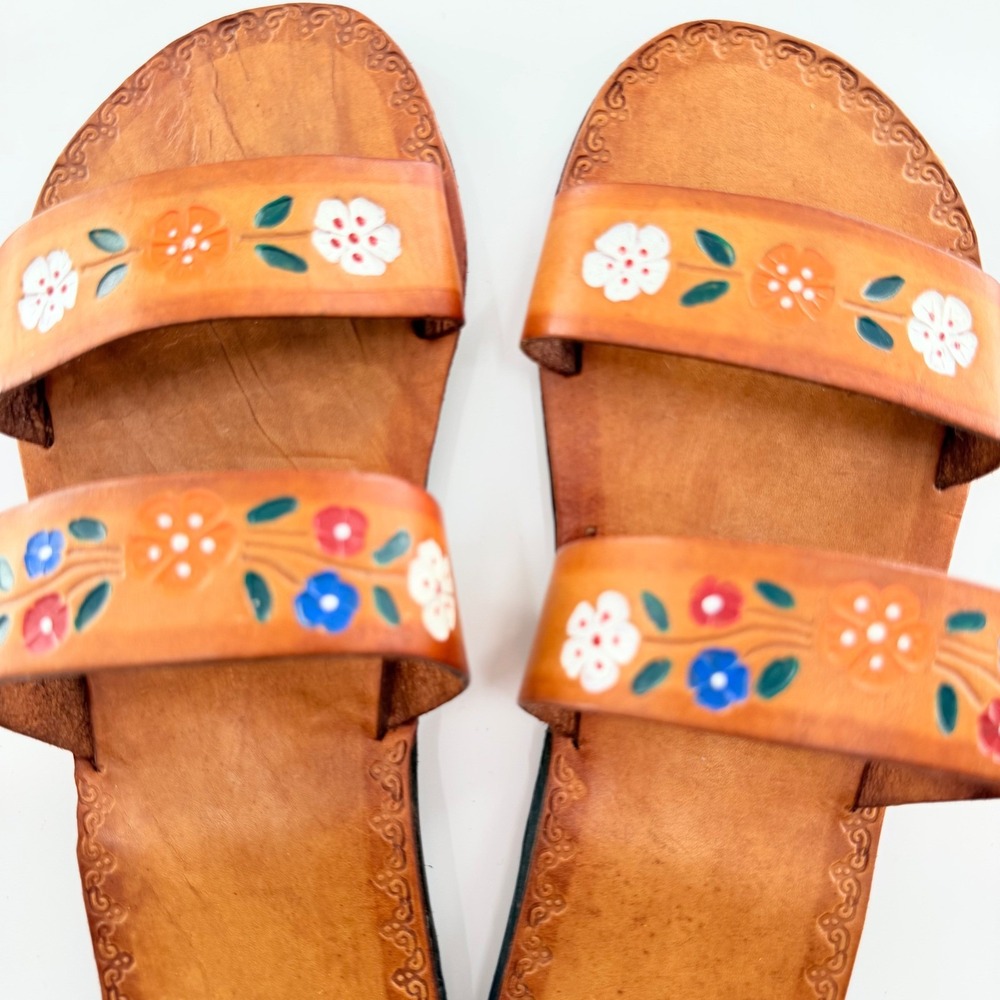 Boho Hippie Leather Sandals Mexican Huaraches Southwestern Retro Festival 70s - Picture 2 of 9